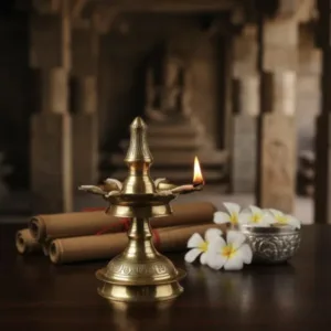 Authentic Hand-Engraved Brass Kuthu Vilakku
