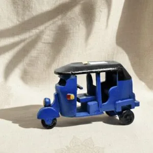 Heritage Blue Hand-Carved Tuk-Tuk Figurine