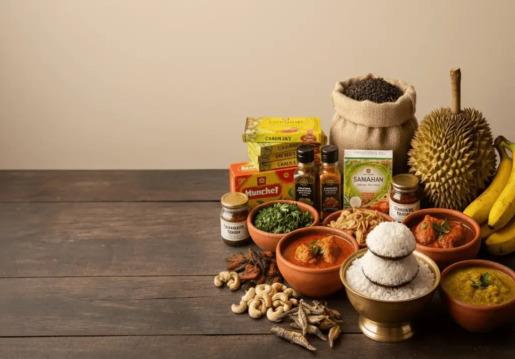 Colorful assortment of Indian ingredients.